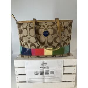 COACH F15587 SIGNATURE PIRNT CANVAS MUTI TRIM DIAPER BAG
